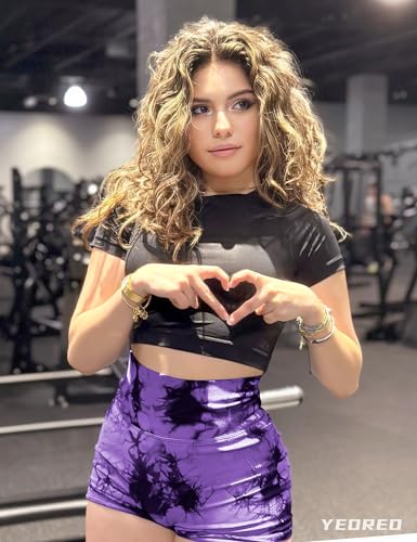 Image of YEOREO Professional Women Workout Shorts 3.6 inch Scrunch Shorts Seamless High Waisted Contour Gym Yoga Biker Shorts