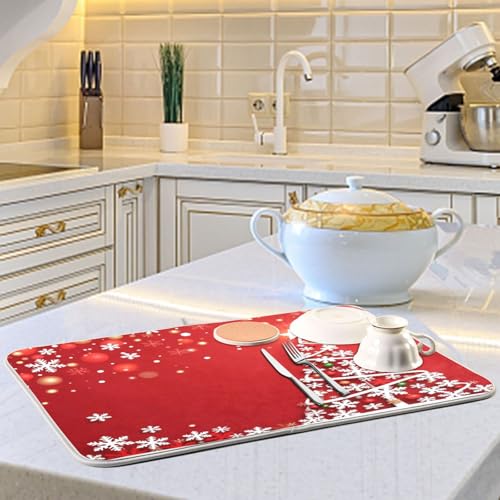 Tapis de séchage vaisselle microfibre rouge 45x61 cm