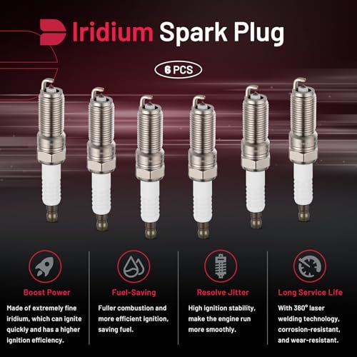 Image of BDFHYK 4024168967 Iridium Spark Plugs Compatible with Dodge 2001-2010 Grand Caravan 3.3L 3.8L V6, Set of 6