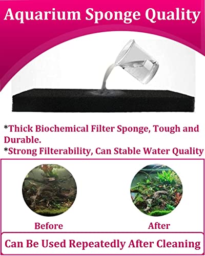 Image of DESPACITO Fish Tank Filter Sponge Aquarium Filter Pad Cotton for Fish Tank Washable & Reusable Biochemical Sponge Filter for Aquarium Filter Media Accessories Filtration Foam (Black, (64 * 12 cm))