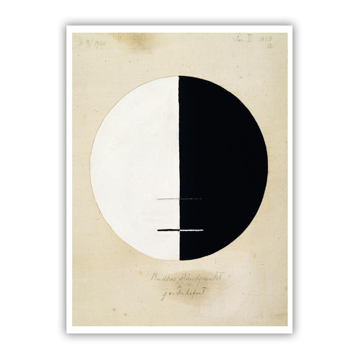 Hilma Af Klint styl abstrakcyjne koło plakat na płótnie czarno-biały sztuka geometryczna nieoprawiona dekoracja na płótnie do salonu, sypialni, gabinetu bez ramy 65 x 85 cm