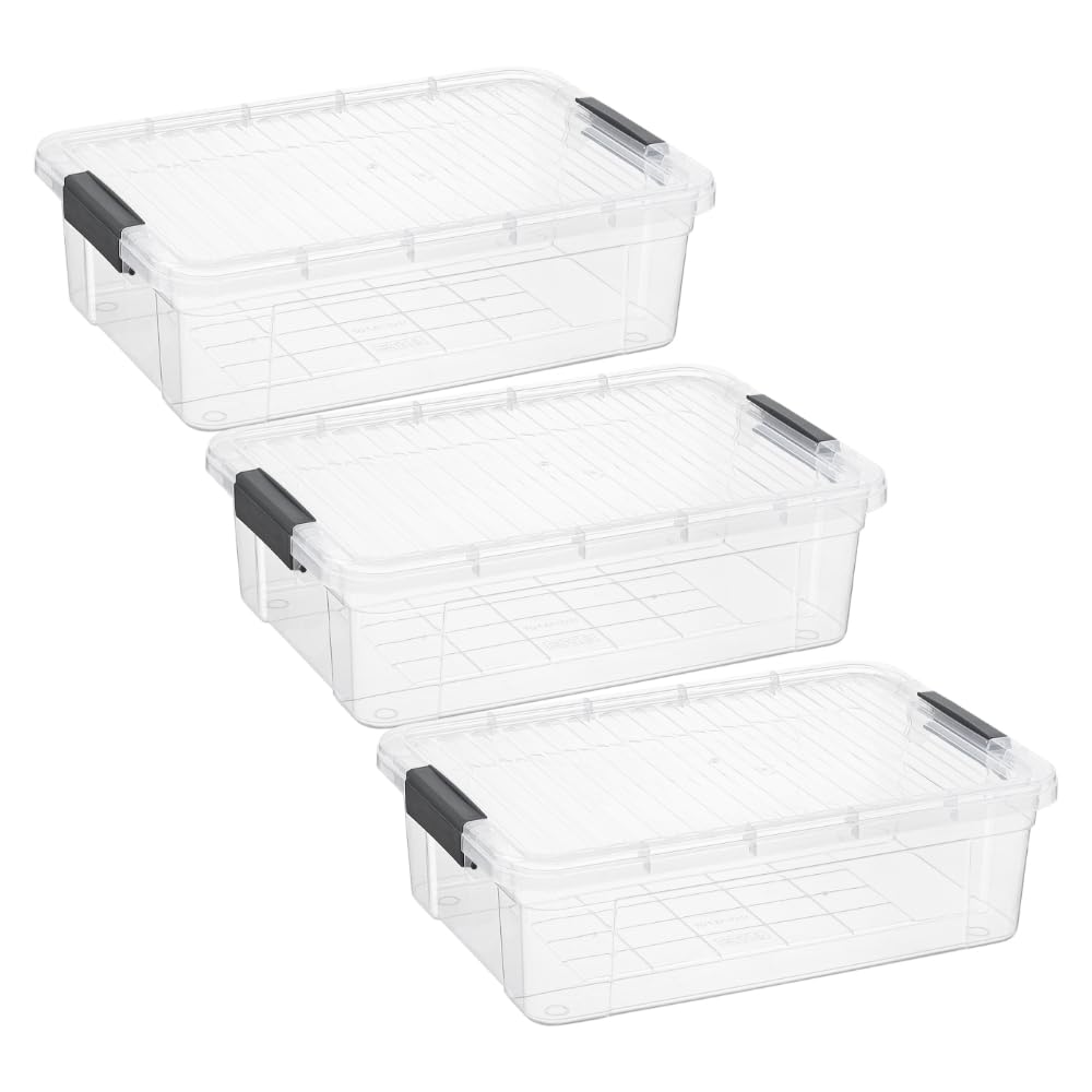 Superio Storage Bins with Lids, Clear Plastic Containers for Organizing, Stackable Totes, BPA Free, Odor Free, Organizer Boxes for Home, and Dorm (3 Pack, 22.75 Qt)