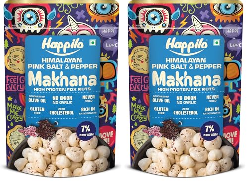 Image of Happilo Premium Super Snack Makhana Himalayan Salt & Pepper 55g, Roasted Foxnut Healthy Snack Low Calorie and Vegan (Pack of 2)