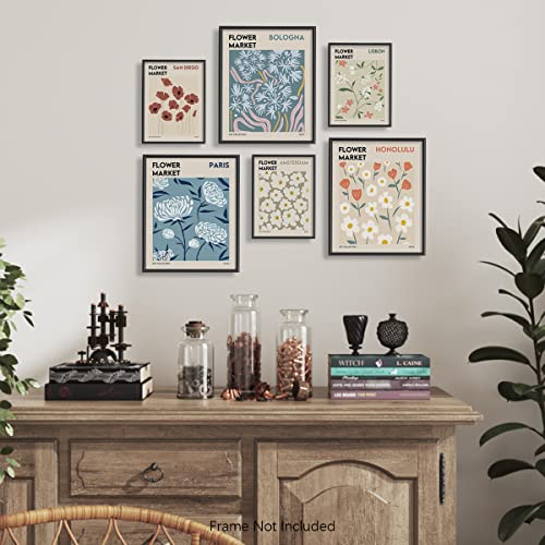 Museum Gallery Wall Poster Print - Mid Century Modern Decor - Abstract Minimalist Wall Art - Set Of 6 - Preppy Aesthetic Pictures - Flower Market Wall Art - Danish Pastel Art Print - Abstract Art #TOP2