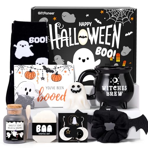 Boo Basket Gift for Women, Halloween Boo Basket Stuffers with Witch Brew Mug, Relaxing Spa Gift Set, Unique Halloween Gifts for Teen Girls Mom Friend Sister Wife
