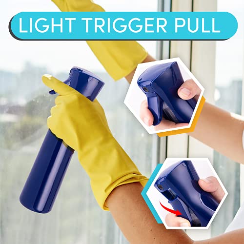 Hula Home Continuous Spray Bottle (10.1Oz/300Ml) Empty Ultra Fine Plastic Water Mist Sprayer – For Hairstyling, Cleaning, Salons, Plants, Essential Oil Scents & More - Blue #TOP2