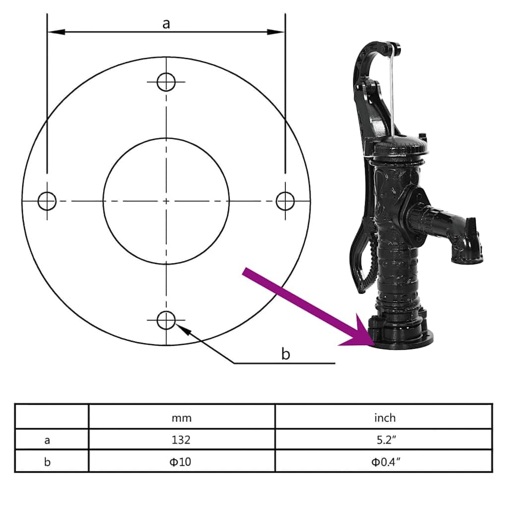 Pompa D'Acqua A Mano VidaXL Con Supporto - Ghisa Per Pozzo Giardino, Annaffiatura - Foto 9