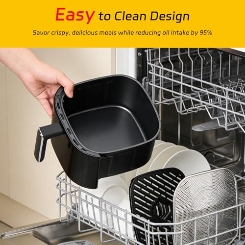 Image of 6Qt Air Fryer 14-in-1 with Viewing Window, Large Capacity, 392℉ Max Crisp, No Flipping Dual Heating, 1700W Fast Even Cooking, Nonstick Dishwasher Safe Basket, Bake Roast Dehydrate Reheat