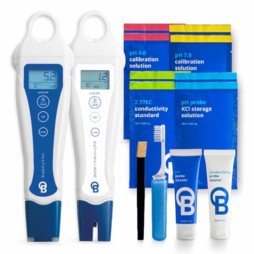 Bluelab PENSTP pH and Conductivity Starter Pack - Precision Nutrient Solution Management Kit with Temperature Measurement Waterproof Pens and Probe Care Kit