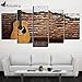 Produktbild YIMENGSX HD Printed 5 Piece Canvas Art Classical Guitar Painting Modular Vintage  Wall Pictures for Living Room CU-2492C,Framed,Size 1