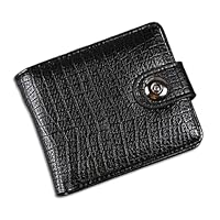 Wallets for Men UK, Black Leather Wallet, Mens Wallets, Multi-Functional Card Wallet, Soft Multifunctional 2 Banknote Compartments with Buckle, Card Slots, ID Window and Coin Pockets (Black) (B)