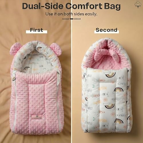 Image of StarAndDaisy 3 in 1 Baby Sleeping Bag /Baby Bedding Set for New Born, Baby Bed for New Born /Very Soft & Comfortable 0-12 Months /Foldable & Washable Cotton.