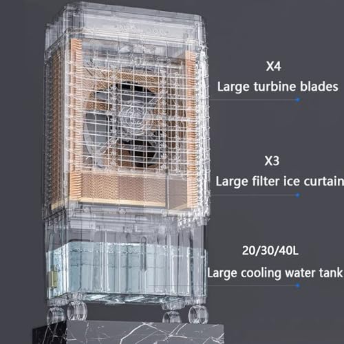 Enfriador evaporativo portátil con bolsa de hielo, ventilador de aire acondicionado de 3 velocidades, funcionamiento silencioso, tanque de agua grande, ideal para uso doméstico y de oficina