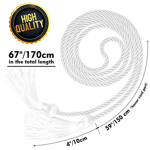 Image of Graduation Honor Cord White Yarn Honor Cord with Tassel 67 inch Long for Graduation Ceremony