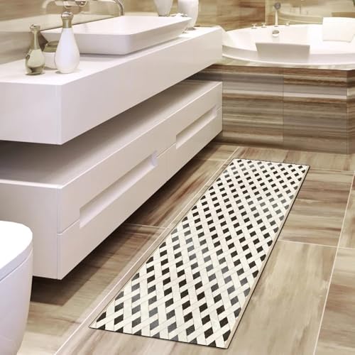 Alfombra beige de pasillo con diseño elegante y textura confortable 4