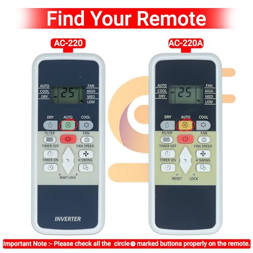 Image of Electronic Spices AC Remote | Compatible with HITACHI AC (Model AC-220) with AAA Batteries