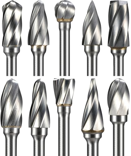 Sworker 10Pcs Carbide Burr Set 1/8" Shank for Rotary Tools
