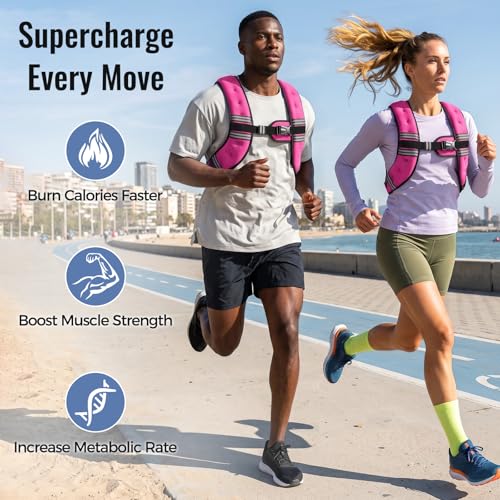 Image of Zeerun Weighted Vest, 6lb /8lb /10lb /12lb /15lb /18lb /20lb /24lb /30lb for Men Women, Reflective Stripe Adjustable Buckle, Comfortable Durable Rucking Vest for Walking Running Strength Training
