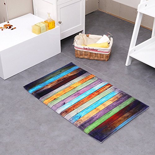 Alfombrilla antideslizante para cocina o baño de JameStyle26, poliéster, Bunte Streifen, 40 x 60 cm