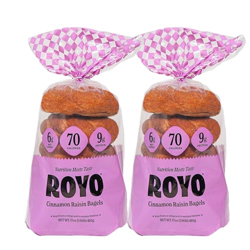 ROYO BREAD CO. NON-Assorted 2-Pack Low Carb Artisan Bread and Bagels, 30-80 Calories (Cinnamon Rasin Bagels)
