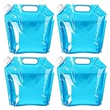 Genenic 5 litres Collapsible Water Container, BPA Free Plastic Water Carrier, Outdoor Folding Water Bag for Sport Camping Riding Mountaineer,a set of 4 pack