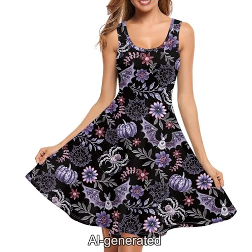 Image of Dreaweet Casual Sleeveless Dresses for Women Girls, Round Neck Tank Dresses with Pockets Summer Sundress Size XS-4XL