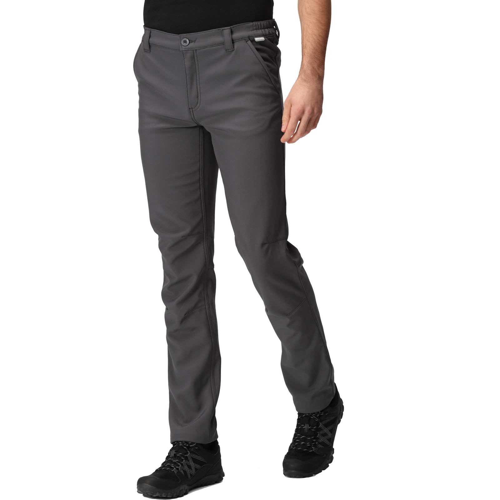 Regatta Mens Fenton Softshell Walking Trousers Water Repellent Outdoor Hiking Grey