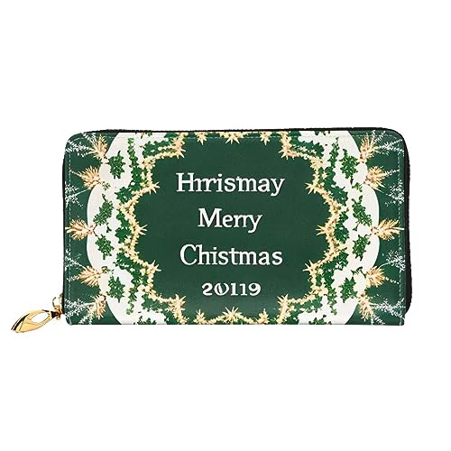 Portefeuille long pour femme grande capacité avec zip et fond de Noël