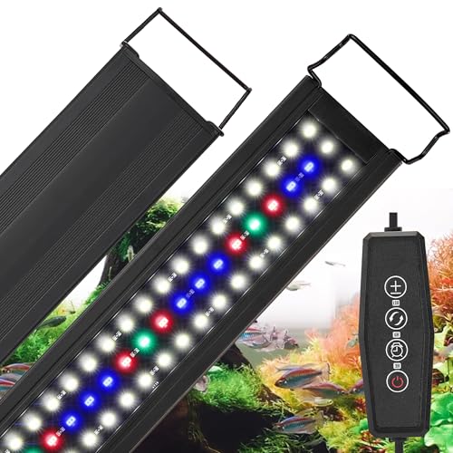 LED Aquarium Light Full Spectrum for Planted Fish Tank, Adjustable Brightness with Timer, Aluminum Alloy Shell, Extendable Brackets (18-24inch) - image 8