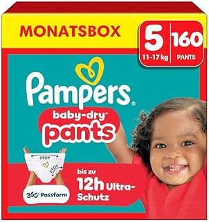 Pampers Baby-Dry Pants Size 5, Pack of 160, 11kg-17kg, 36…
