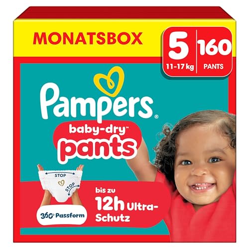 Pampers Baby-Dry Pants Größe 5, 160 Windeln, 11kg-17kg, 360° Passform...