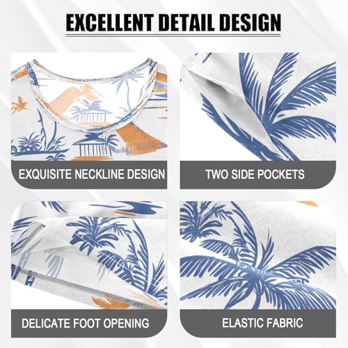 senya Palm Trees Sailboat Summer Pajamas Set Short Cotton Sleepwear 2 Piece4