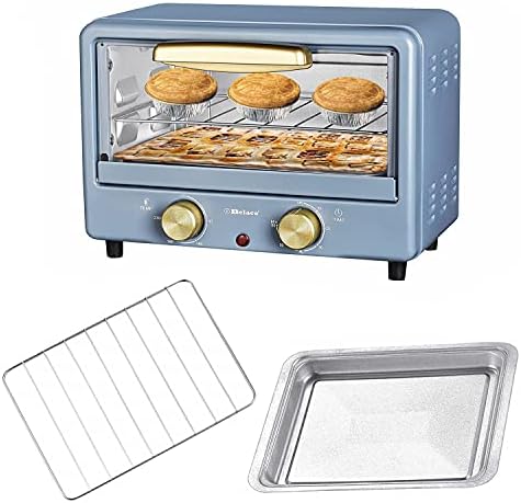 Belaco BTO-1010L Retro look Mini 10L Toaster Oven Tabletop Cooking Baking Portable Oven 750w 60 min Timer 100-230° Stainless Steel Heating Tube incl. Baking Tray & Wire Rack