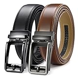 CHAOREN Ledergürtel Herren 2 Stücke Schwarz Braun– Automatik Gürtel Herren Leder 35mm mit Geschenkbox – Design Gürtel für fast jeden Anlass und jedes Outfit