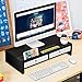 Bambloom Monitor Stand Riser with Drawer - Desk Shelf Organizer Keyboard Storage Black 22