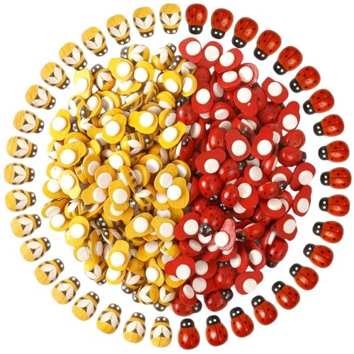 200 Pièces Miniatur deko, Coccinelles Ligneuses, Abeilles, pour Maquette Maison Les Ornements de...