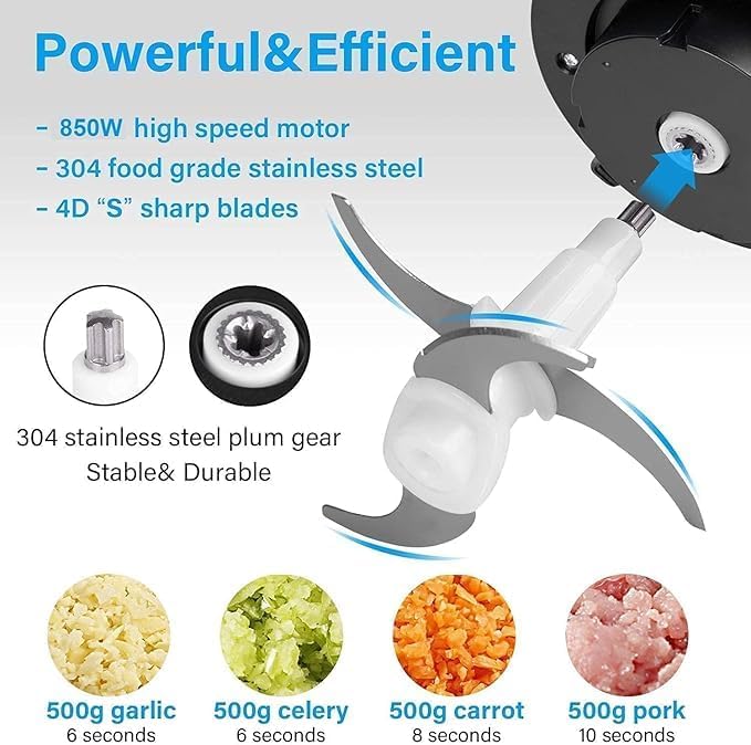 Image of 2 Liter Electric Chopper 250W Meat Grinder with Stainless Steel Bowl Sausage Stuffer and Vegetable Chopper Machine for Meat Vegetables Onion Fruits