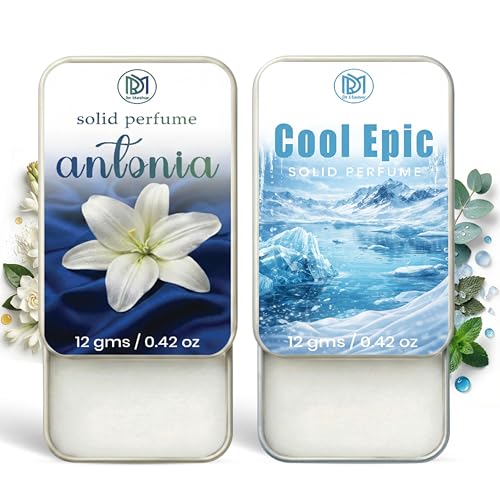 Image of Dr.Mashur Solid Perfume |Antonia&Cool Epic Alcohol Free Wax Perfume Balm, Long Lasting | Pocket Tin 12g, Pack Of 2| Non Greasy Smooth Glide, Travel Friendly Men And Women
