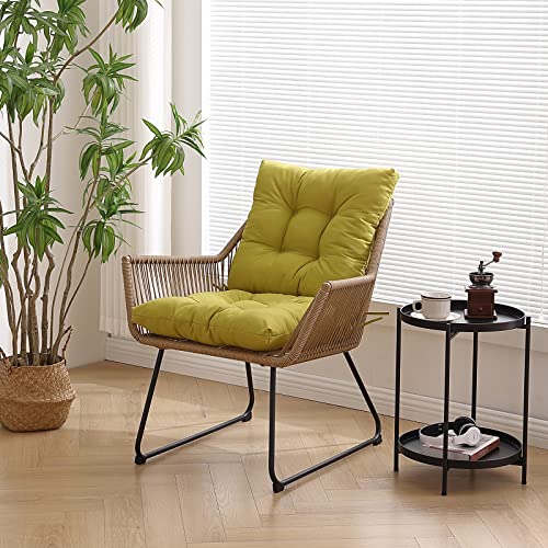 Tiita Outdoor/Indoor Seat Cushion With Ties Waterproof Wicker Seat Chair Cushion Memory Foam Patio Chair Pads For All-Weather Wicker Dinettes/Antique Porch Swings And Porch Rocker (20''X20'', Green) #TOP1