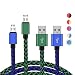 2 Pack PS4 Controller Charging Cable,Zwirelz Charging Cable for Xbox One Controller Nylon Braided Sync Cord Charger for Playstation 4 Dualshock 4 PS4 Slim/Pro, Samsung Galaxy S7 Edge HTC (Blue+Green)