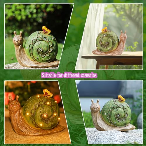 Houdezhu GARDEN STATUE A01 Snail Statue Decor-Garden Statue Snail Figurine -Solar Powered Resin Snail With Solar Butterfly Lights For Outdoor Garden Decorations thumb #4