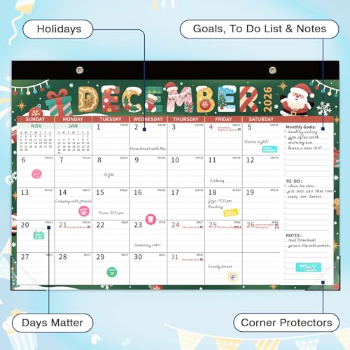 Image of Ospelelf 2026-2027 Calendar Magnetic Desk Wall Desktop Monthly Planner Use July 2026 to December 2027 Large To Do Pad with Plastic Cover for Office 17 inch X 12 inch Season