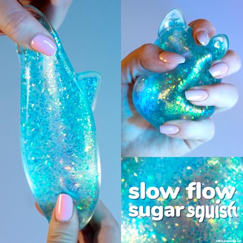 Image of Original Squishmallows SLIMYGLOOP Blue Gelli Gels, Slow Rising Sensory Squeeze Toy with Glitter, Gel Filled Fidget Toys