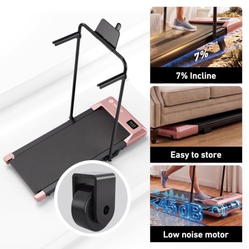 Image of DeerRun Walking Pad with 6% Incline, 3 in 1 Under Desk Treadmill for Home Office & Small Spaces, 2.5HP Quiet Walking Pad Treadmill with 300lb Capacity, 0.6-3.8MPH, App & Remote Control