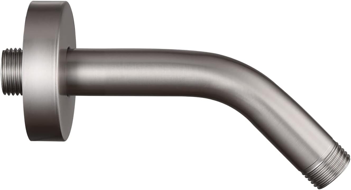 Shower Arm with Flange +Tape,Stainless Steel Shower Head Extension Arm,Wall-Mounted for Fixed Shower Head,6 Inch Brushed Nickel