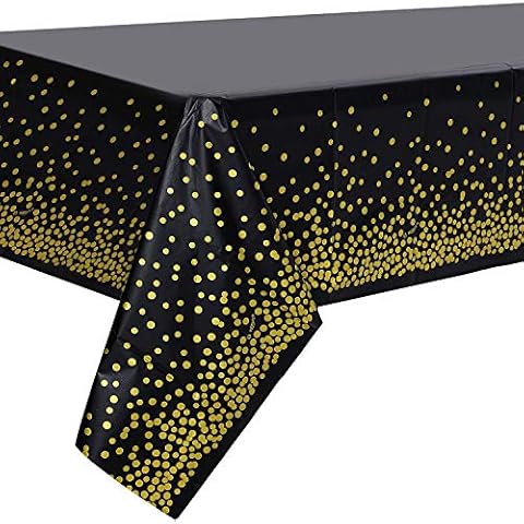 Duocute Black and Gold Party Tablecloth Set Cover
