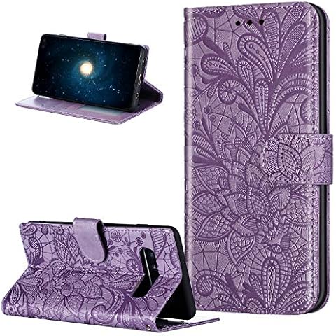 Funda de piel sintética con tapa y ranuras para tarjetas para Galaxy S10e en color morado Cover