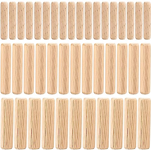 Assorted Wooden Dowel Rods by Smith’s® (90 Pack / M6, M8, M10) | Unfinished, Natural, Organic Grooved Fluted Woodwork Pins | Tapered & Ribbed | FSC Approved | for Craft, DIY, Carpentry