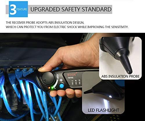 FWT81 Cable Tracker RJ45 RJ11 Telephone Wire Network LAN TV Electric Line Finder Tester with AVD06 Voltage Tester