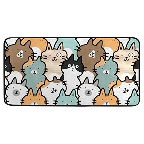 Tapis de cuisine antidérapant chat imperméable lavable grand format 99x50cm - 2